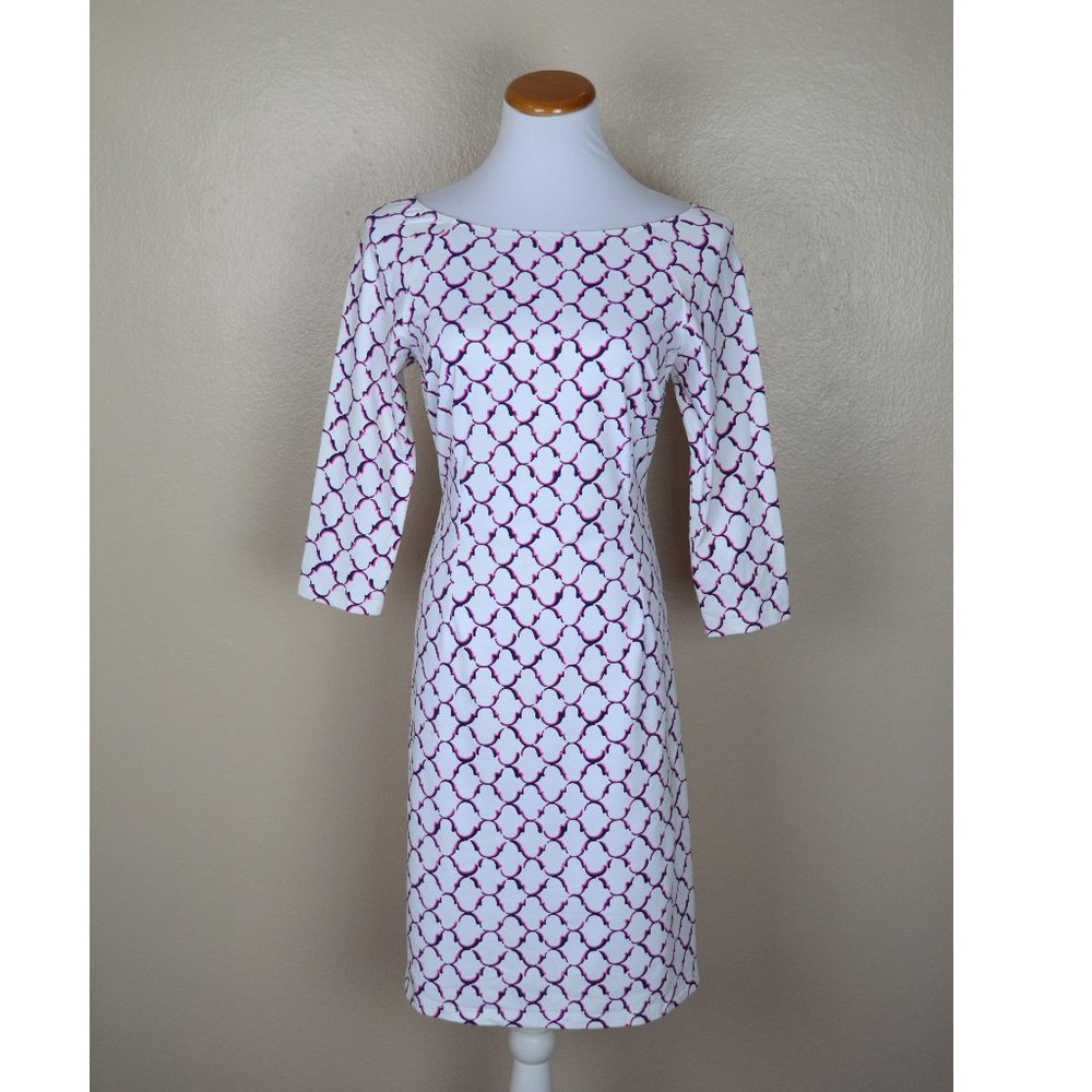 J. McLaughlin White and Purple Patterned Dress